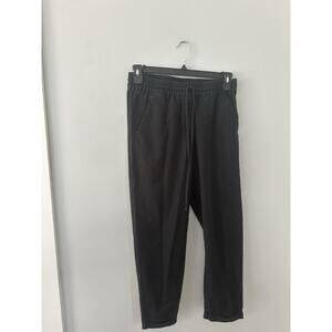 J Crew Pants Re-Imagined Linen Blend Cropped Drawstring Black Sz 4
